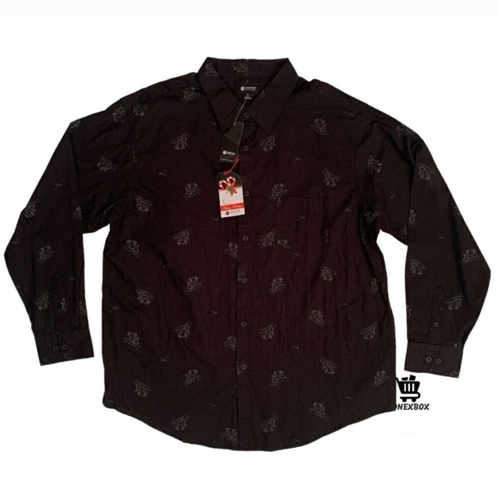 Haggar black button up Christmas shirt (22), nwt